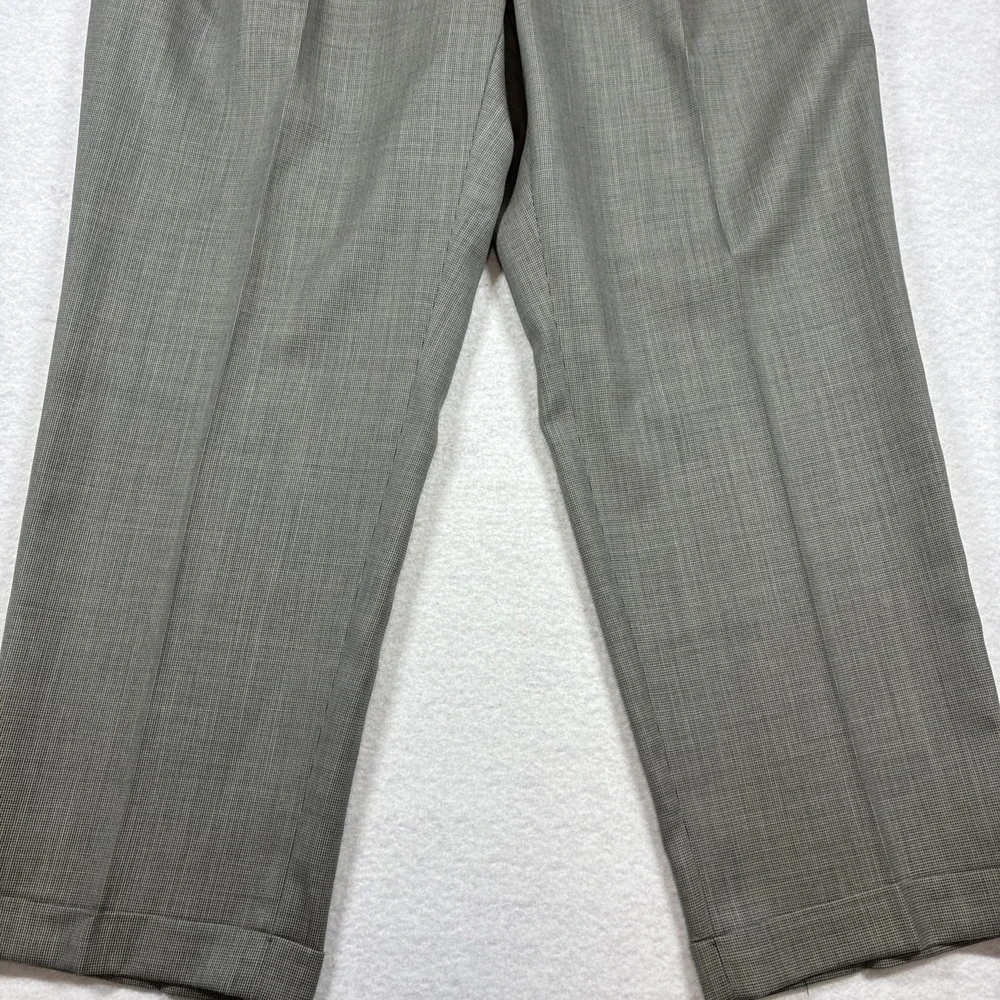 Ralph Ralph Lauren Mens 40x30 Gray Micro‎ Check Wool Pleated Cuffed Dress Pants